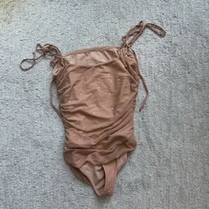 NBD  Tan Bodysuit with Sparkle Accents